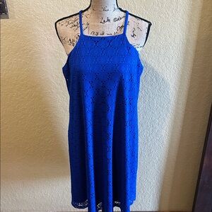 Nine West blue, crochet/lace halter dress, size 12, EUC | offer in description